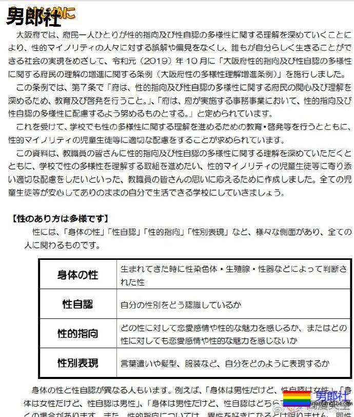 教师也要学习LGBT知识，日本大阪府推出教师手册 - 51虹马