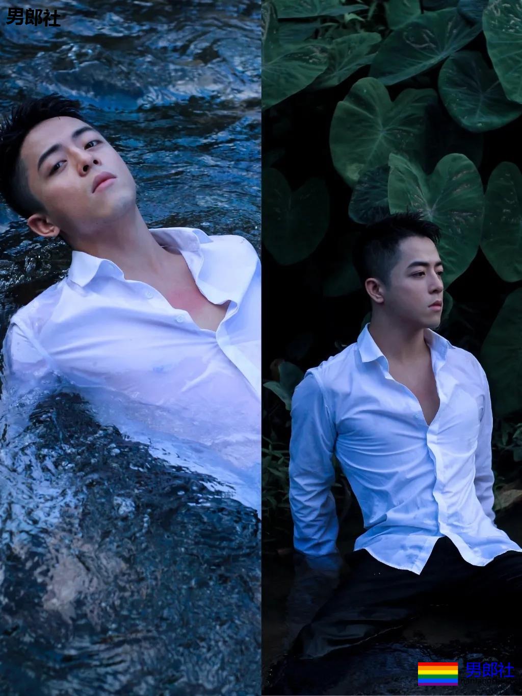 微博天菜小哥到山里拍白衬衫写真，薄肌身材太馋人了！ - 51虹马