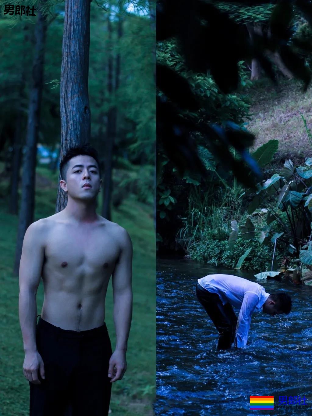 微博天菜小哥到山里拍白衬衫写真，薄肌身材太馋人了！ - 51虹马