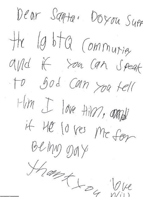 网友哭了。小男孩写给圣诞老公公的一封信：我是同性恋，上帝会爱我吗？ - 51虹马