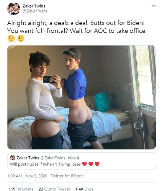 伊拉克裔双胞胎男模扬言川普选输总统就要「裸」 现在拜登赢了他们准备兑现承诺 - 51虹马