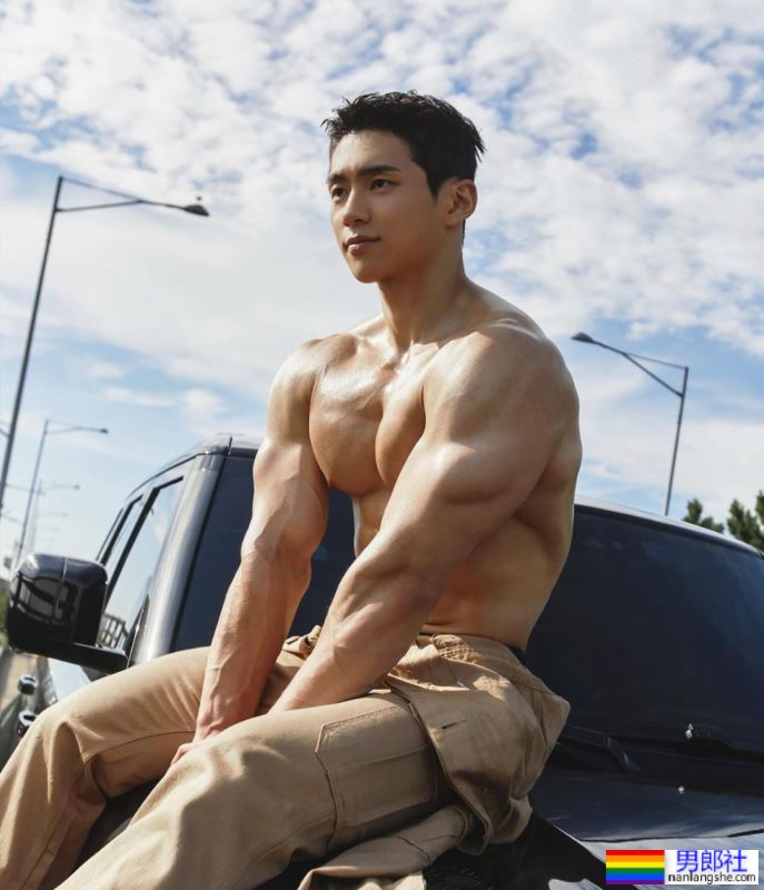 韩国肌肉网红户外洗澡 - 51虹马