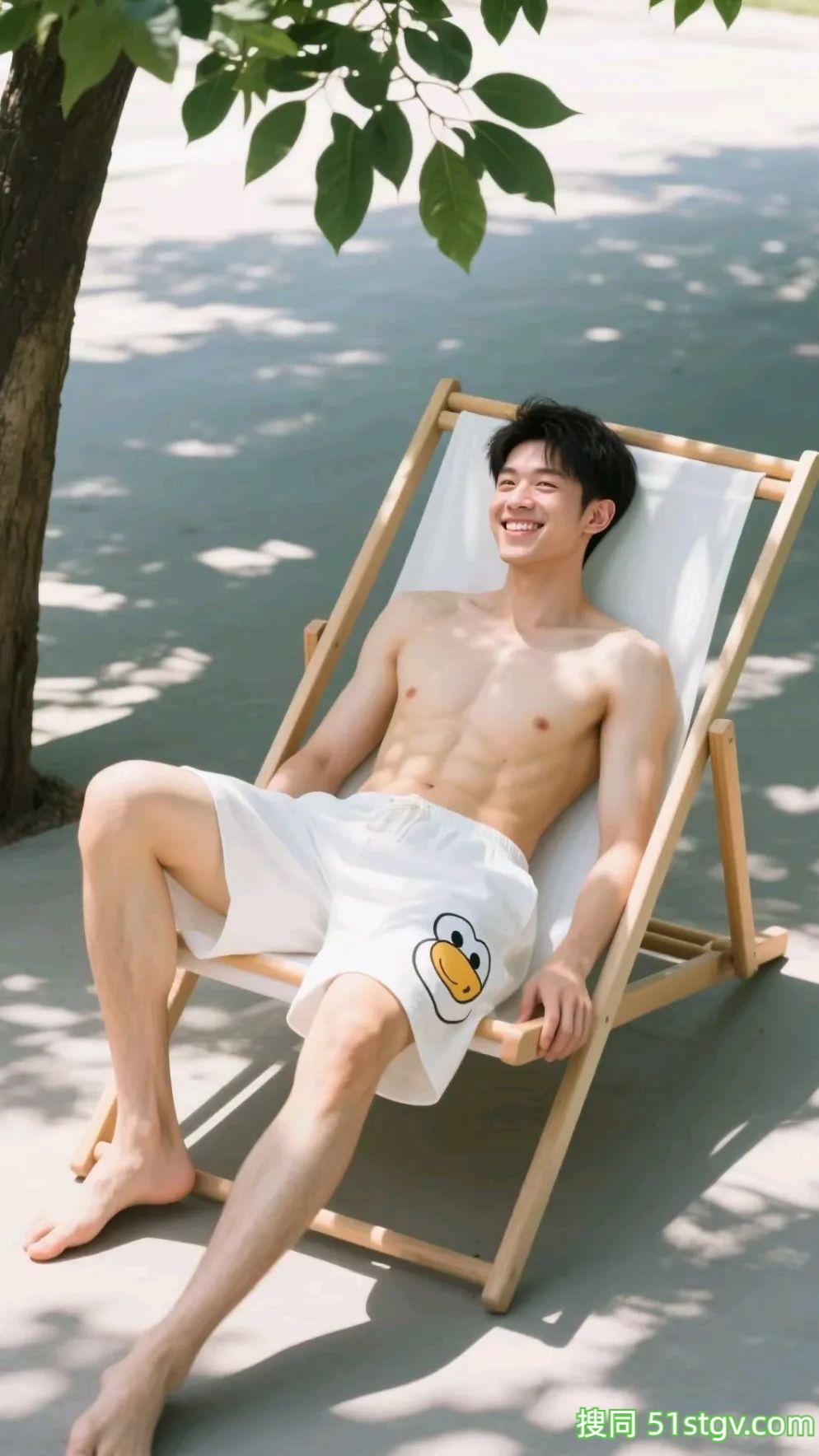 奶白奶白的帅哥，树荫下乘凉 - 51虹马
