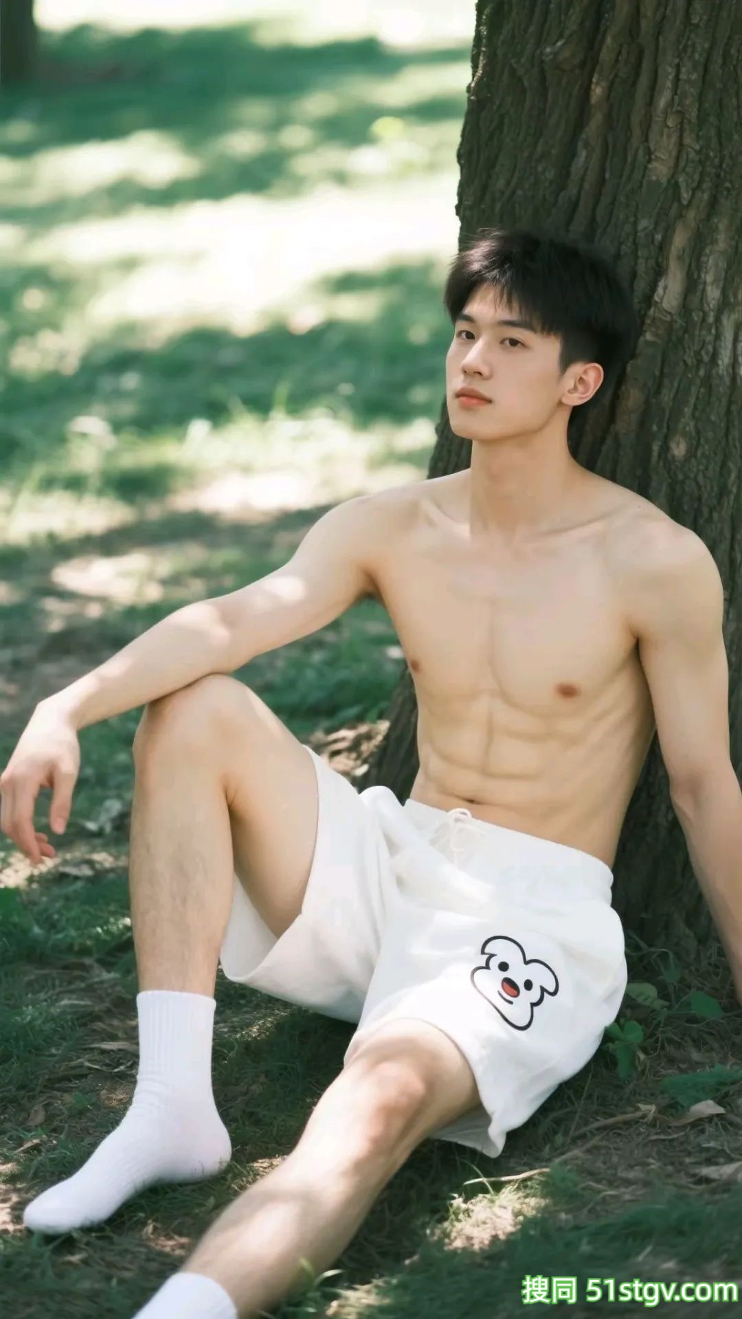 奶白奶白的帅哥，树荫下乘凉 - 51虹马