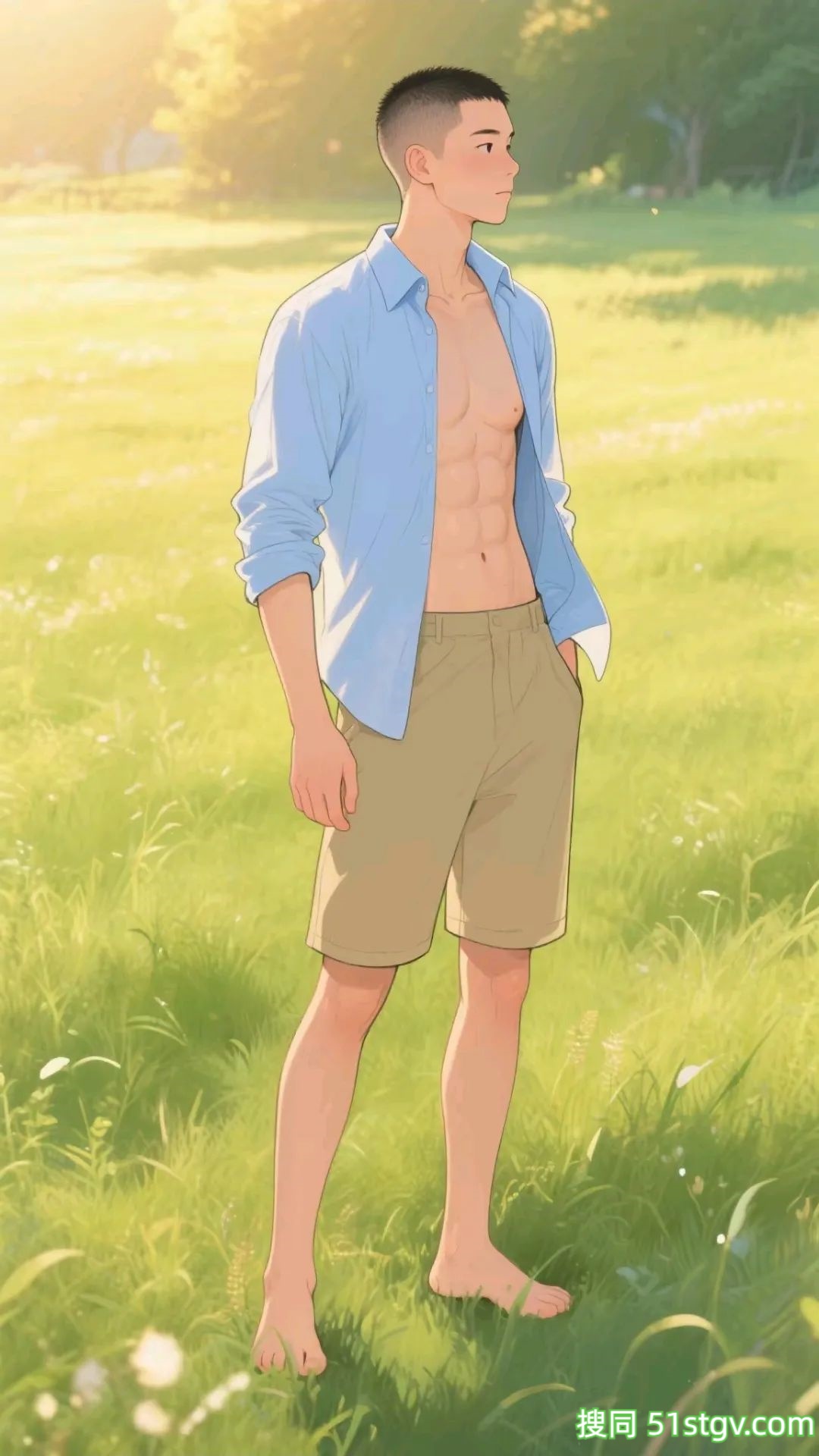 腹肌帅哥插画，这样看好养眼-51虹马