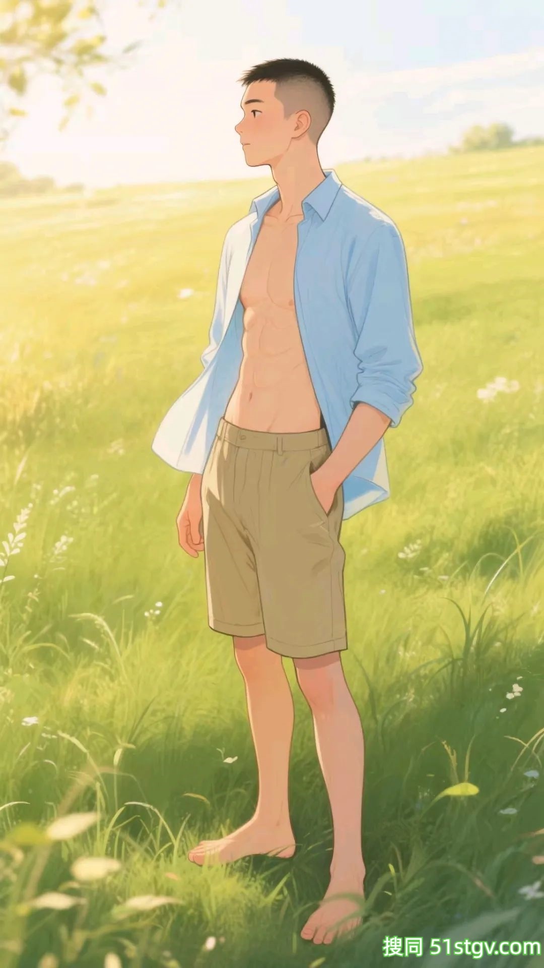 腹肌帅哥插画，这样看好养眼 - 51虹马