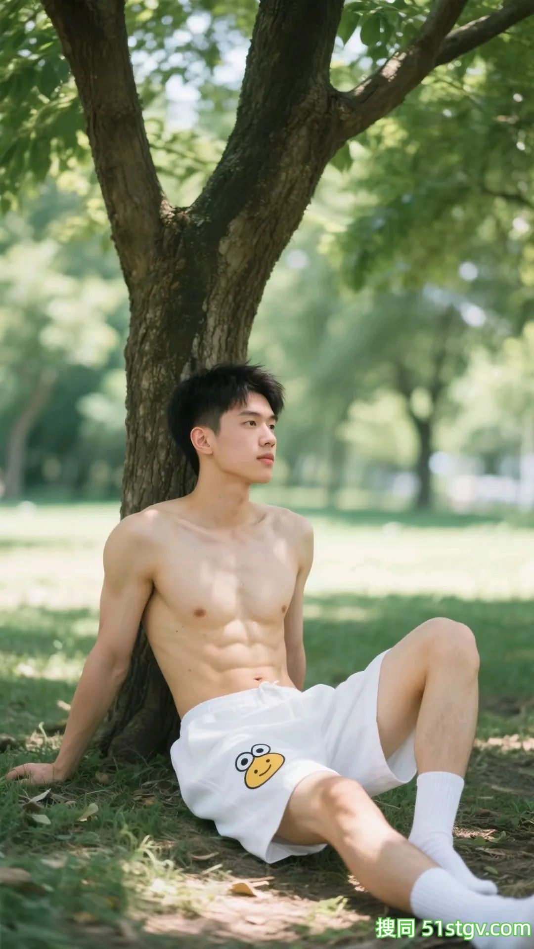 奶白奶白的帅哥，树荫下乘凉 - 51虹马