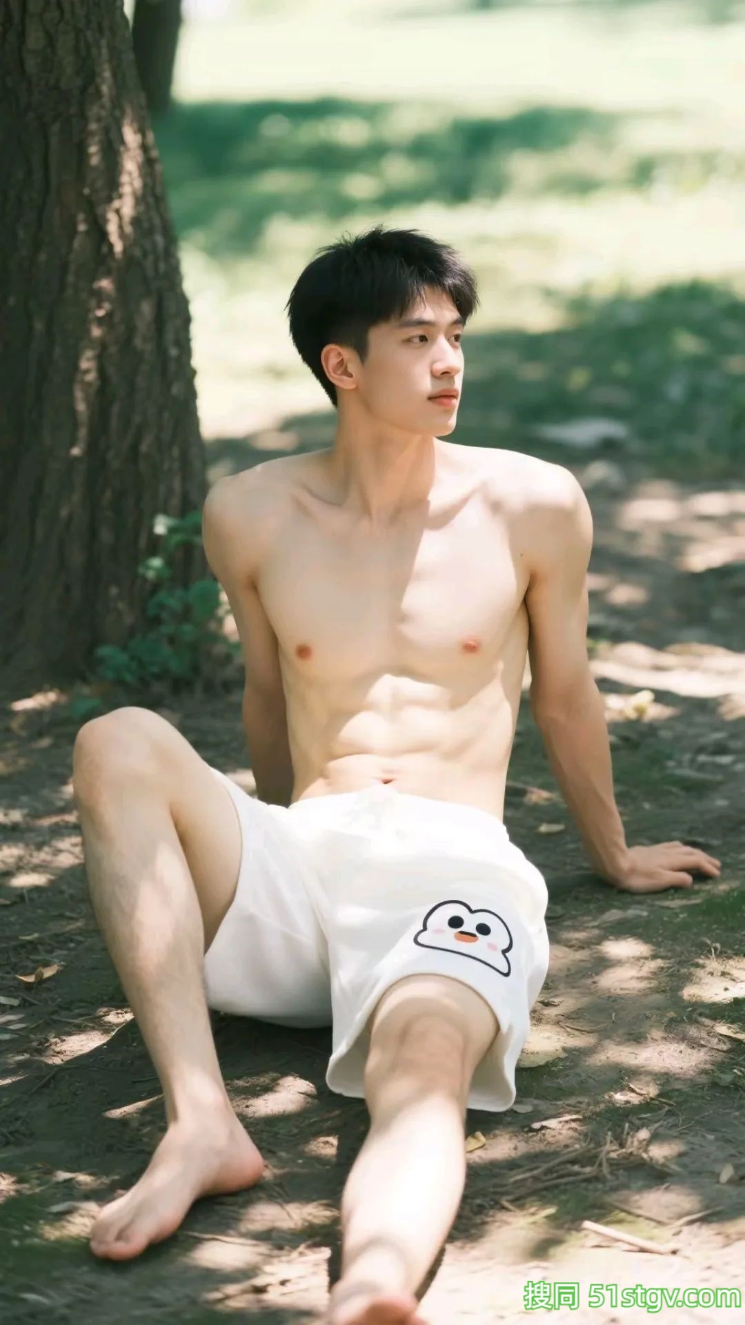 奶白奶白的帅哥，树荫下乘凉 - 51虹马