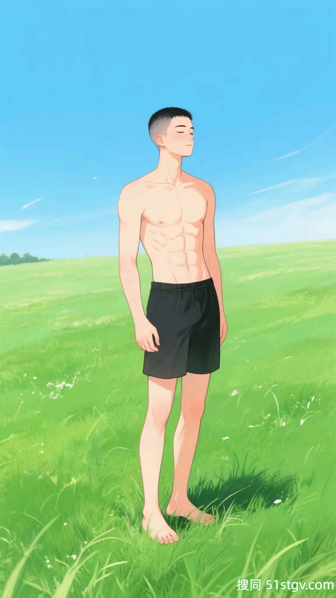 腹肌帅哥插画，这样看好养眼 - 51虹马