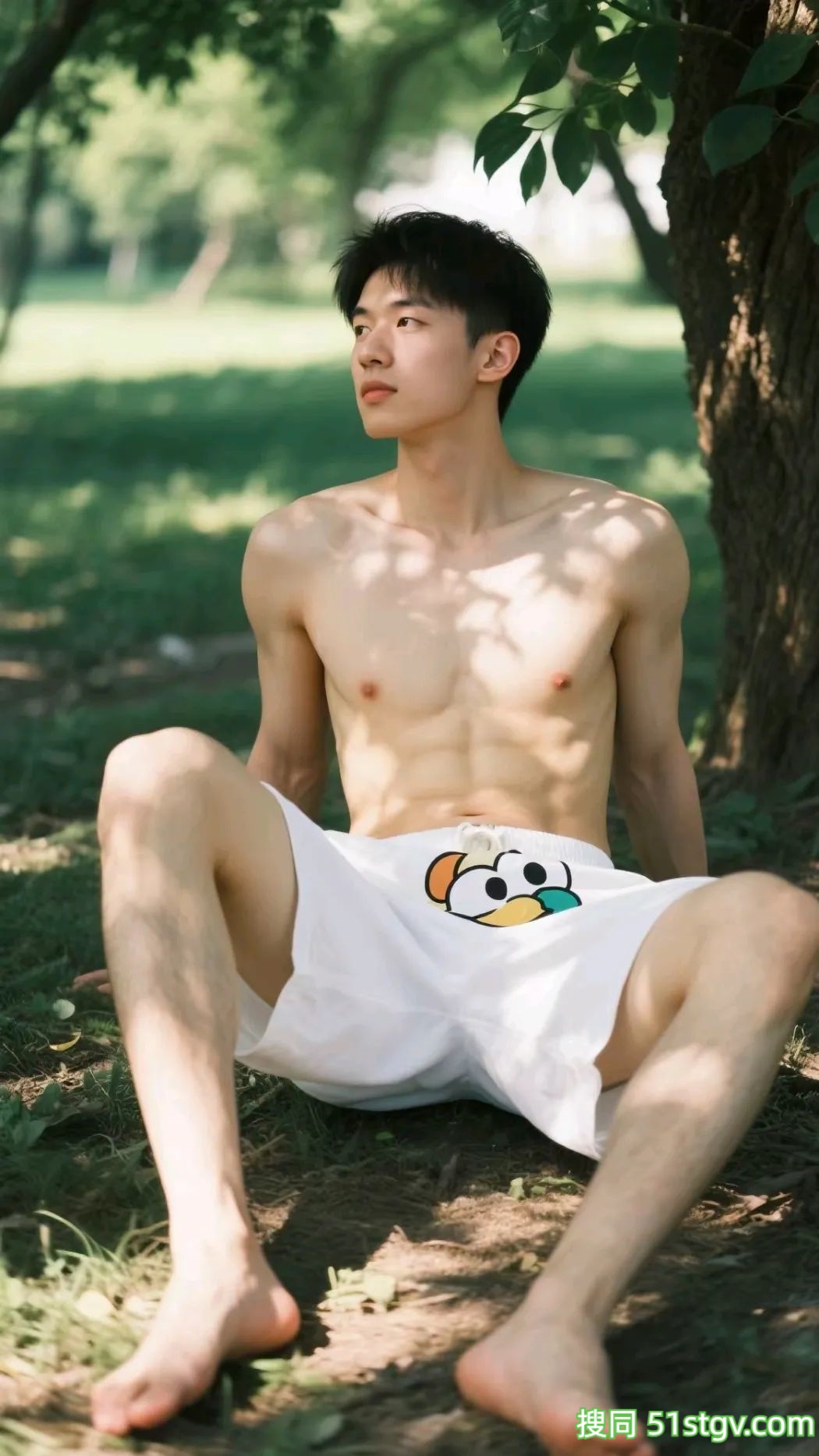 奶白奶白的帅哥，树荫下乘凉 - 51虹马