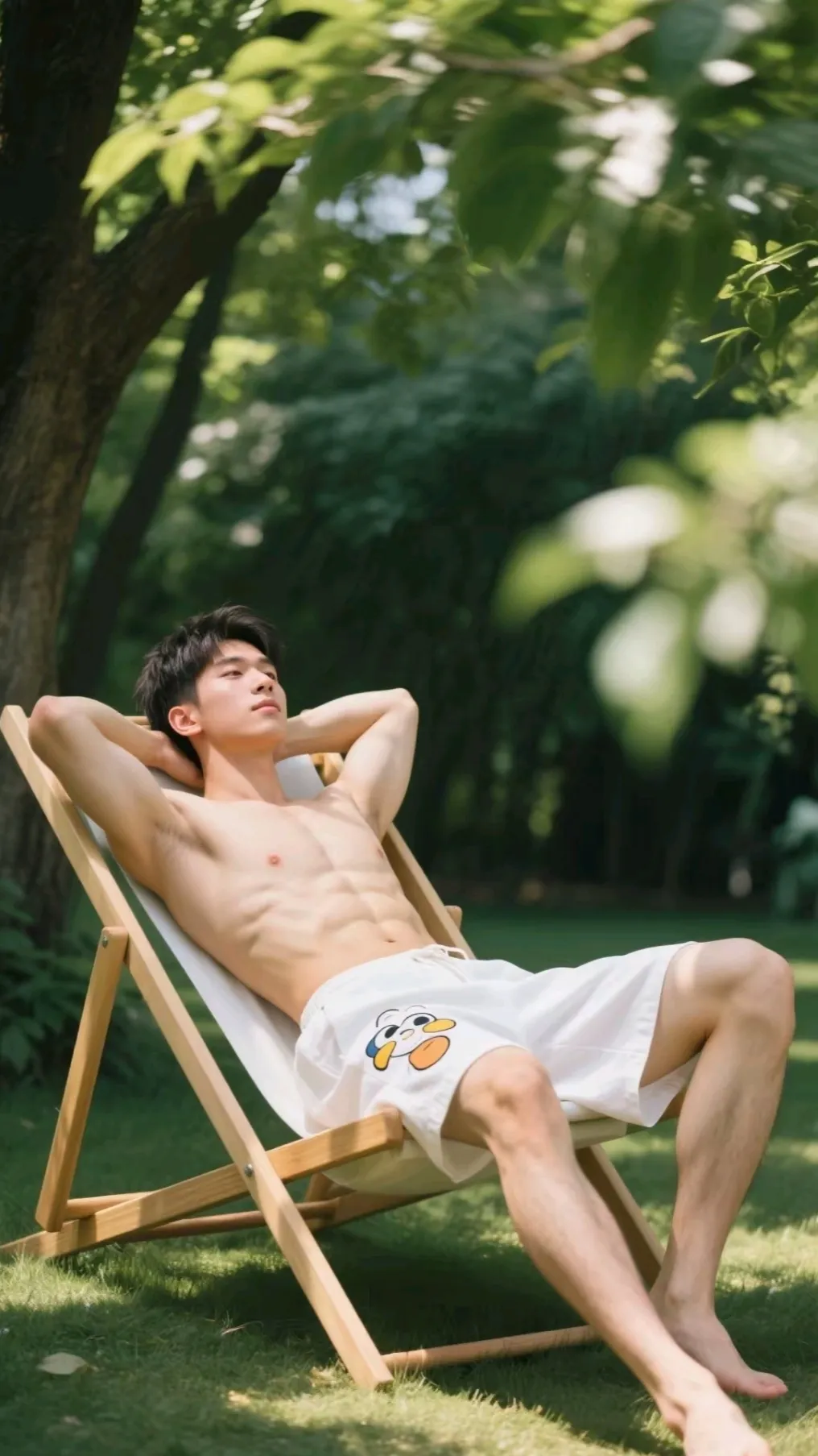奶白奶白的帅哥，树荫下乘凉 - 51虹马
