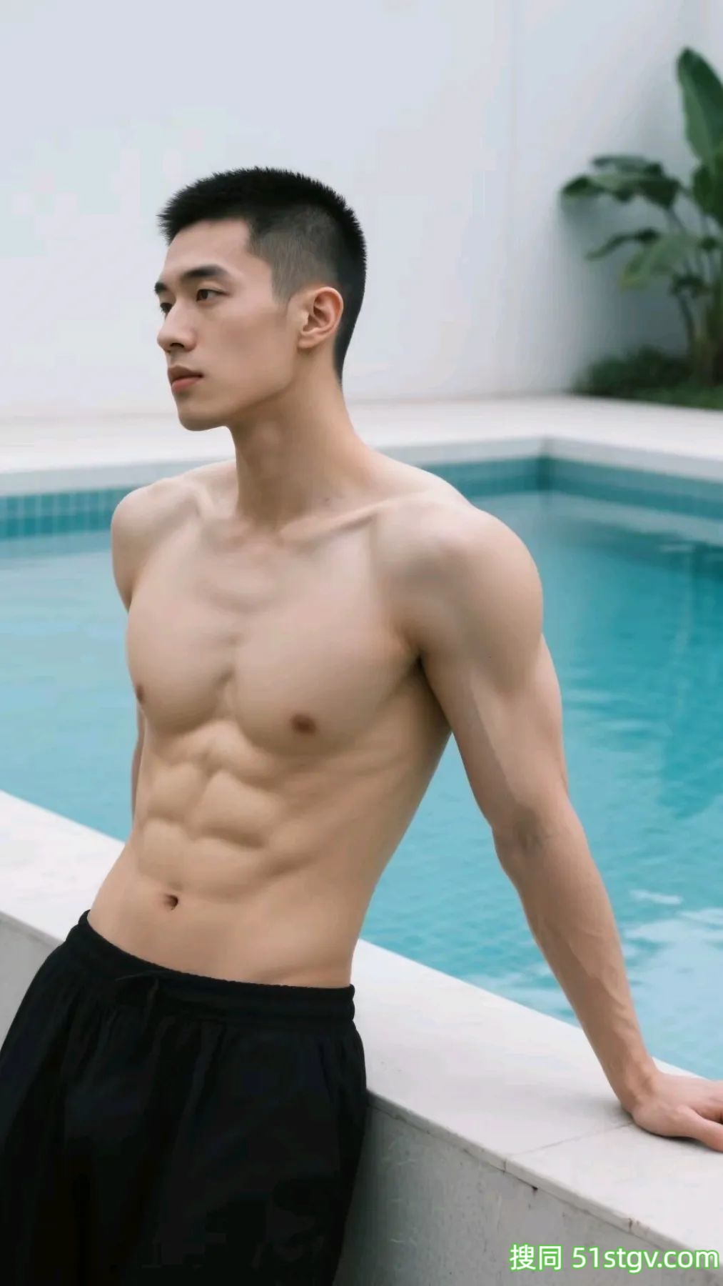 男生写真‖泳池边的寸头帅哥 - 51虹马