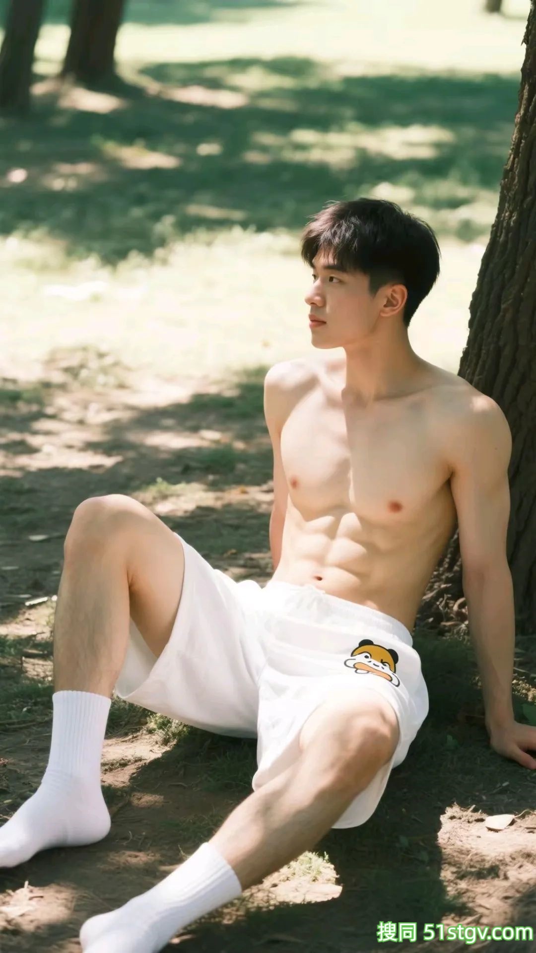 奶白奶白的帅哥，树荫下乘凉 - 51虹马