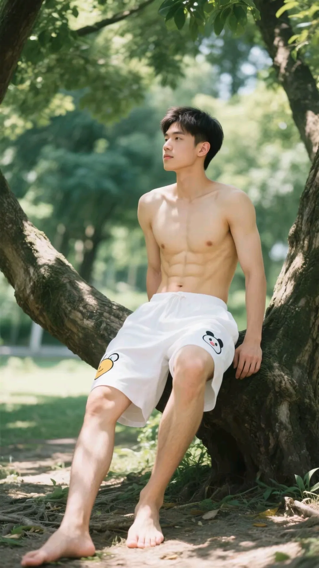 奶白奶白的帅哥，树荫下乘凉 - 51虹马
