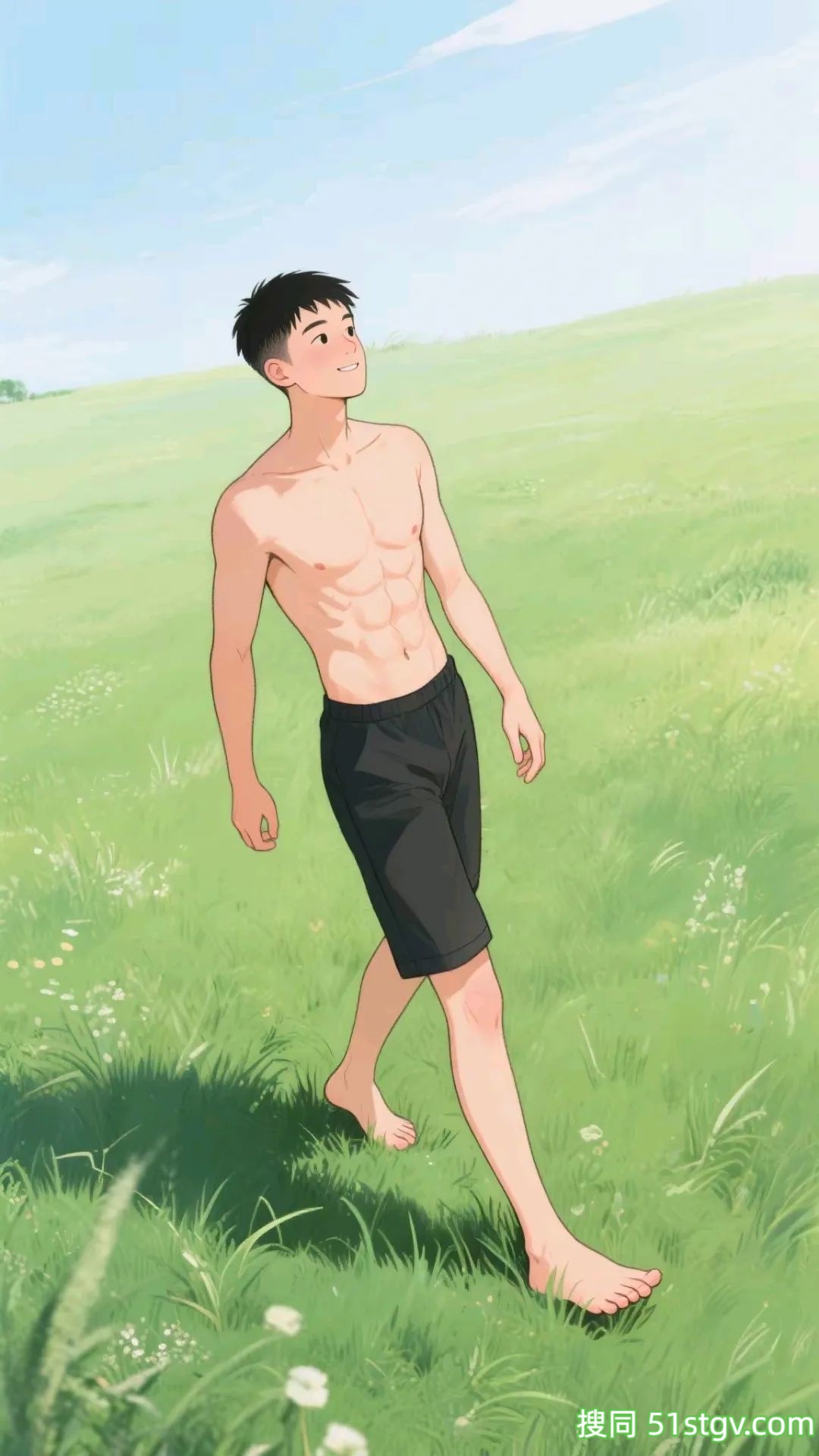 腹肌帅哥插画，这样看好养眼 - 51虹马