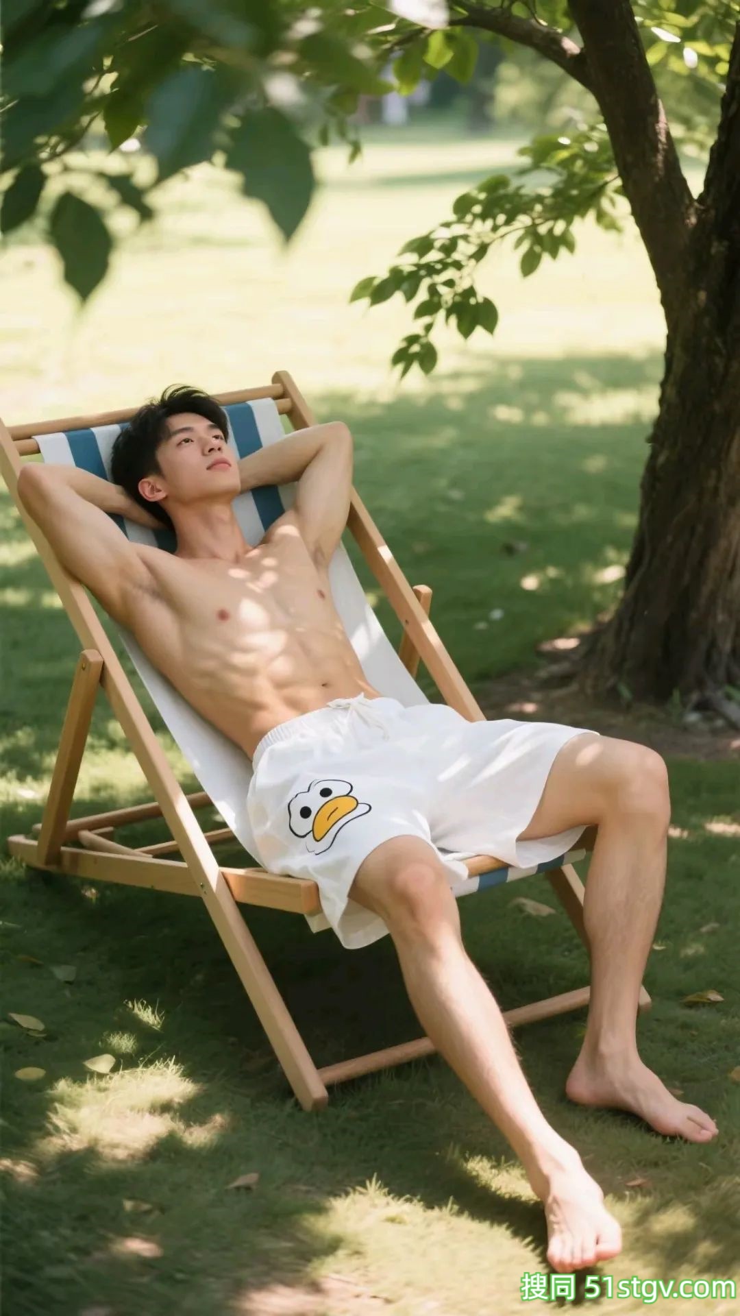 奶白奶白的帅哥，树荫下乘凉 - 51虹马