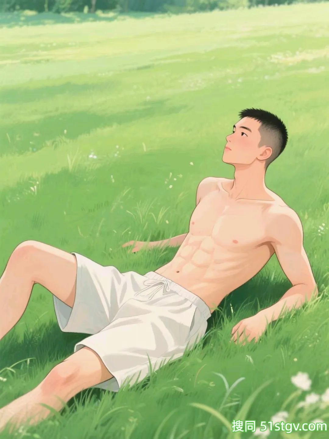 腹肌帅哥插画，这样看好养眼 - 51虹马