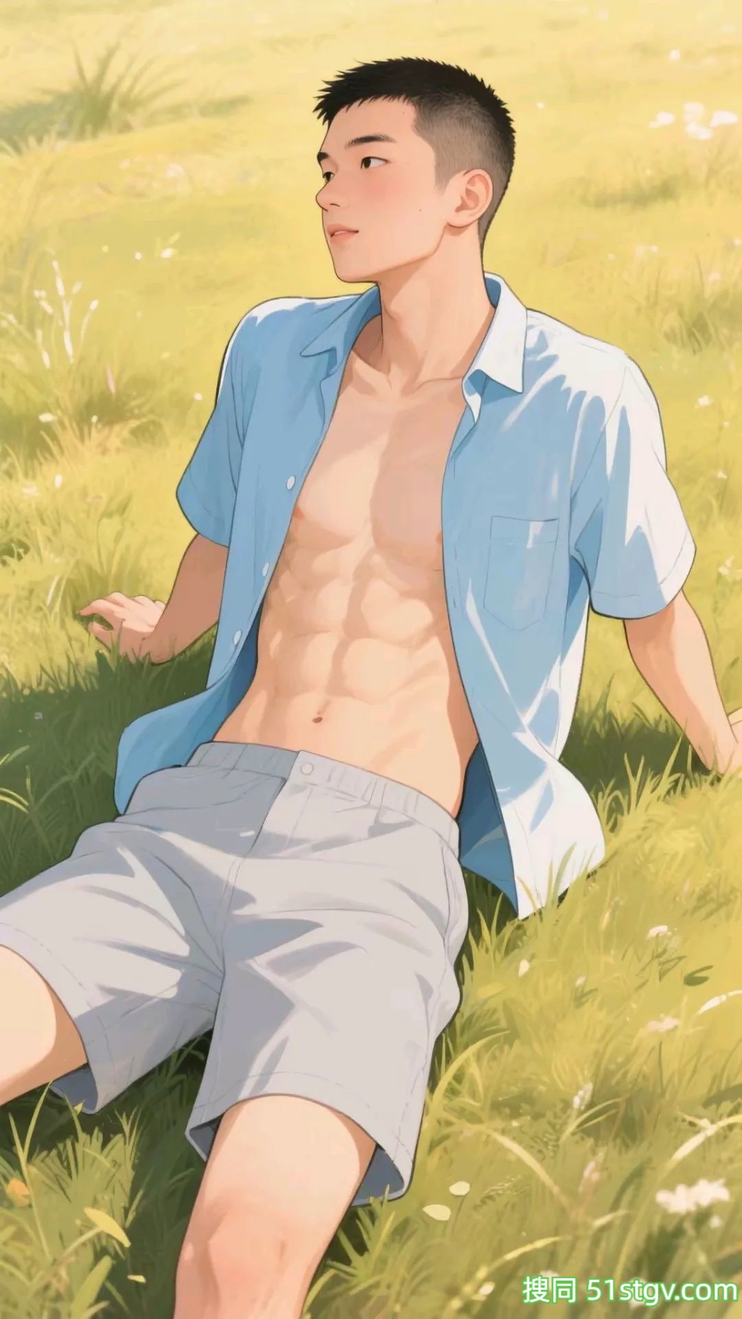 腹肌帅哥插画，这样看好养眼 - 51虹马