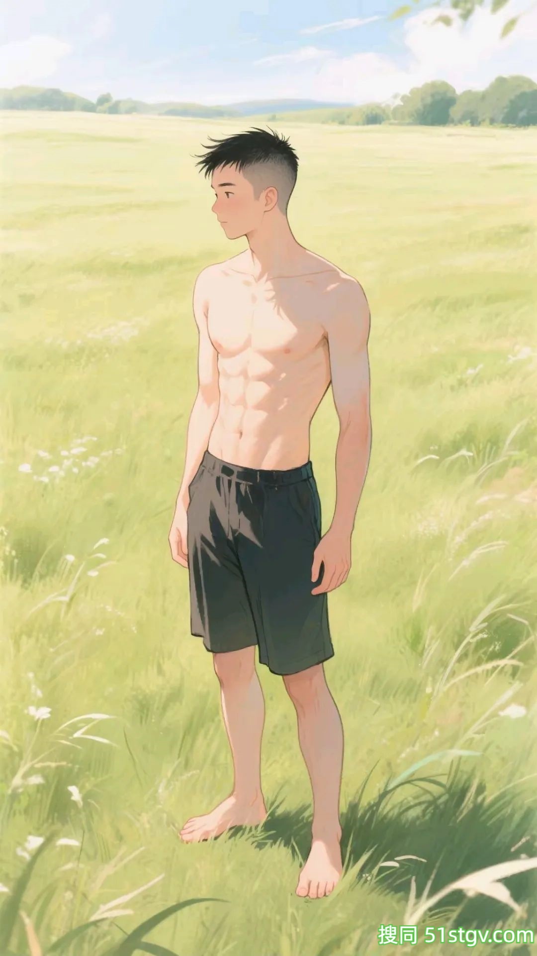 腹肌帅哥插画，这样看好养眼 - 51虹马